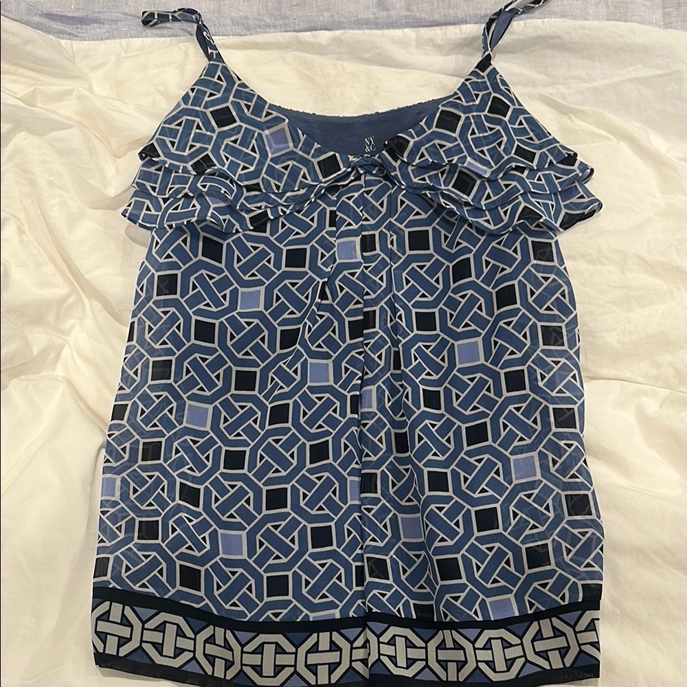 New York & Company Navy Geometric Camisole
